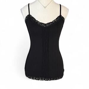 Bebe black lace cami top with lace trim size M/L BellaSwan
